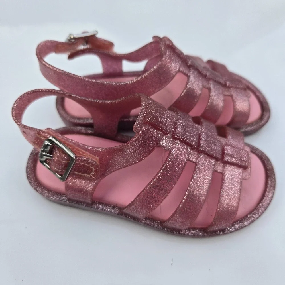 Mini Melissa Pink Possession Glitter Jelly Sandals, Size 7‎